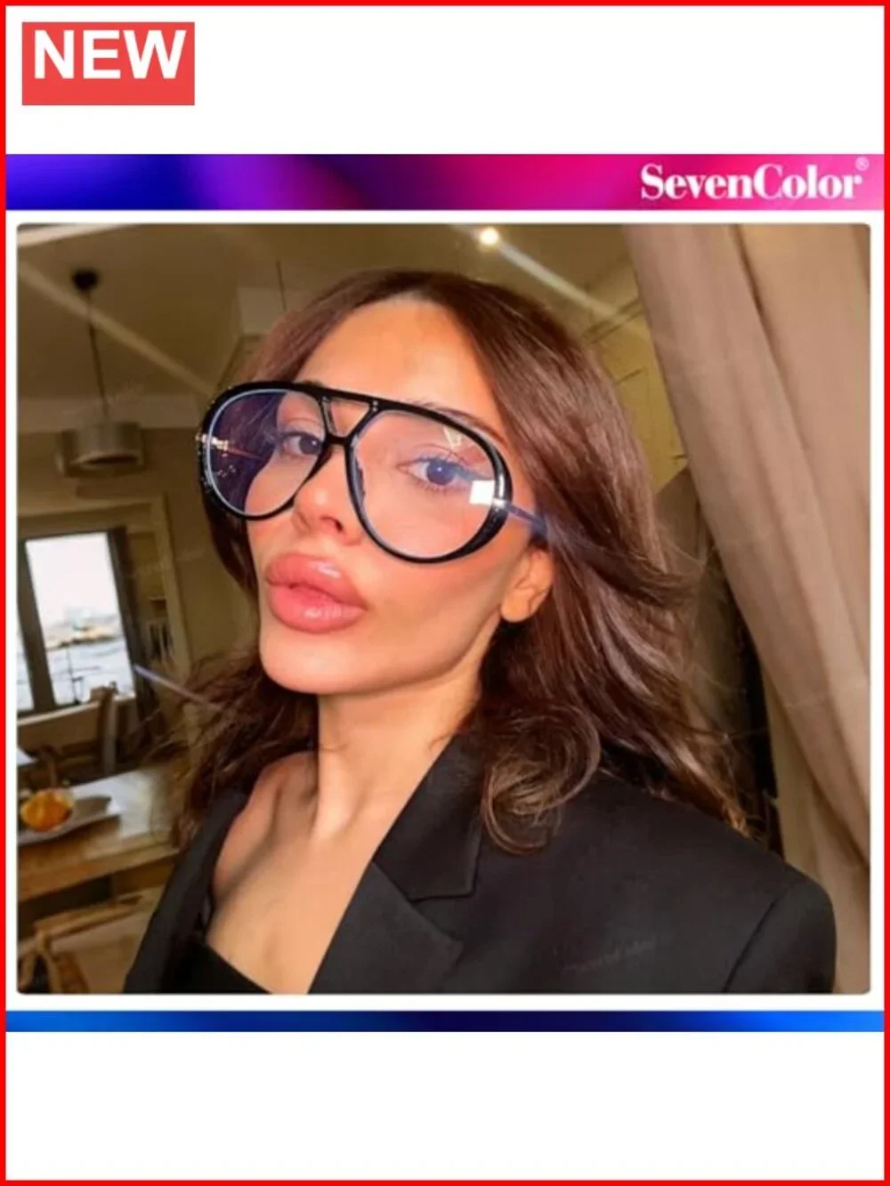 Oversized Aviator Sunglasses Women Men Retro Shield UV400 Non-Polarized Clear